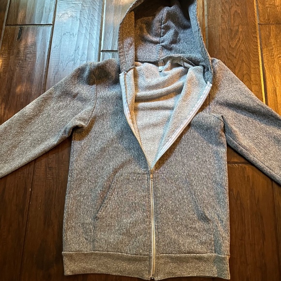 American Apparel Full-Zip Heathered Grey Hooded Sweatshirt Size Small EUC! - Picture 3 of 4